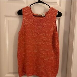 LINDEN HILL Women’s Sleeveless Orange Knit Sweater